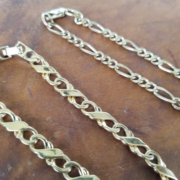 His n Hers Gold Tone Unisex Bracelets- Set of 2 - Picture 2 of 11